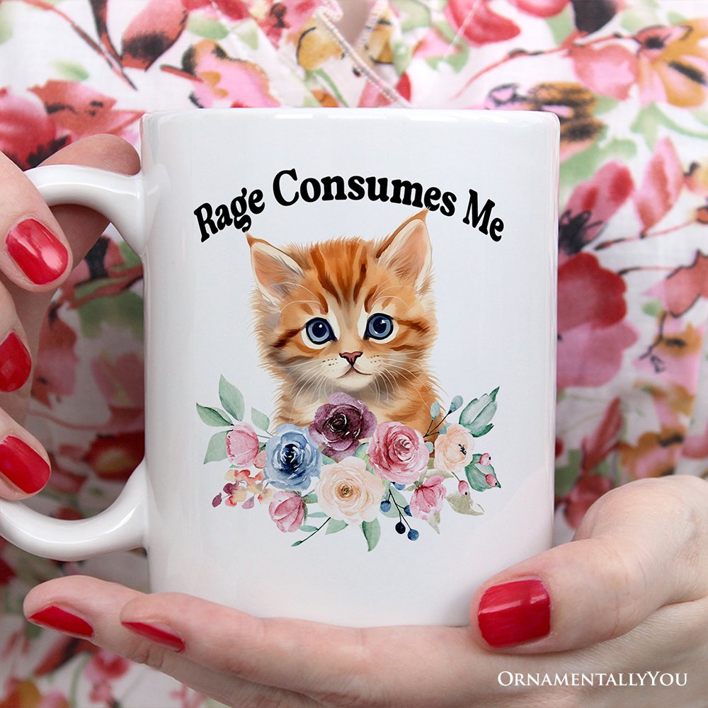 Rage Consumes Me Personalized Mug, Sarcastic Kitten Lover Gift With Custom Name