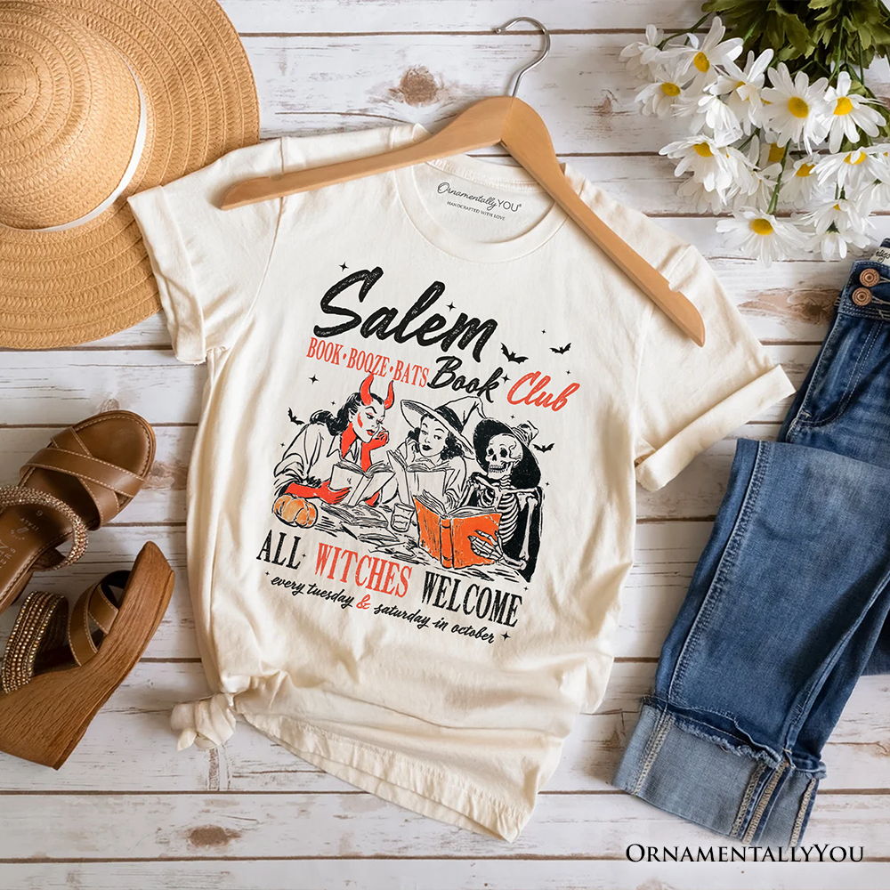 Salem Book Club Witches T-Shirt, Spooky Halloween Reading Girl Tee