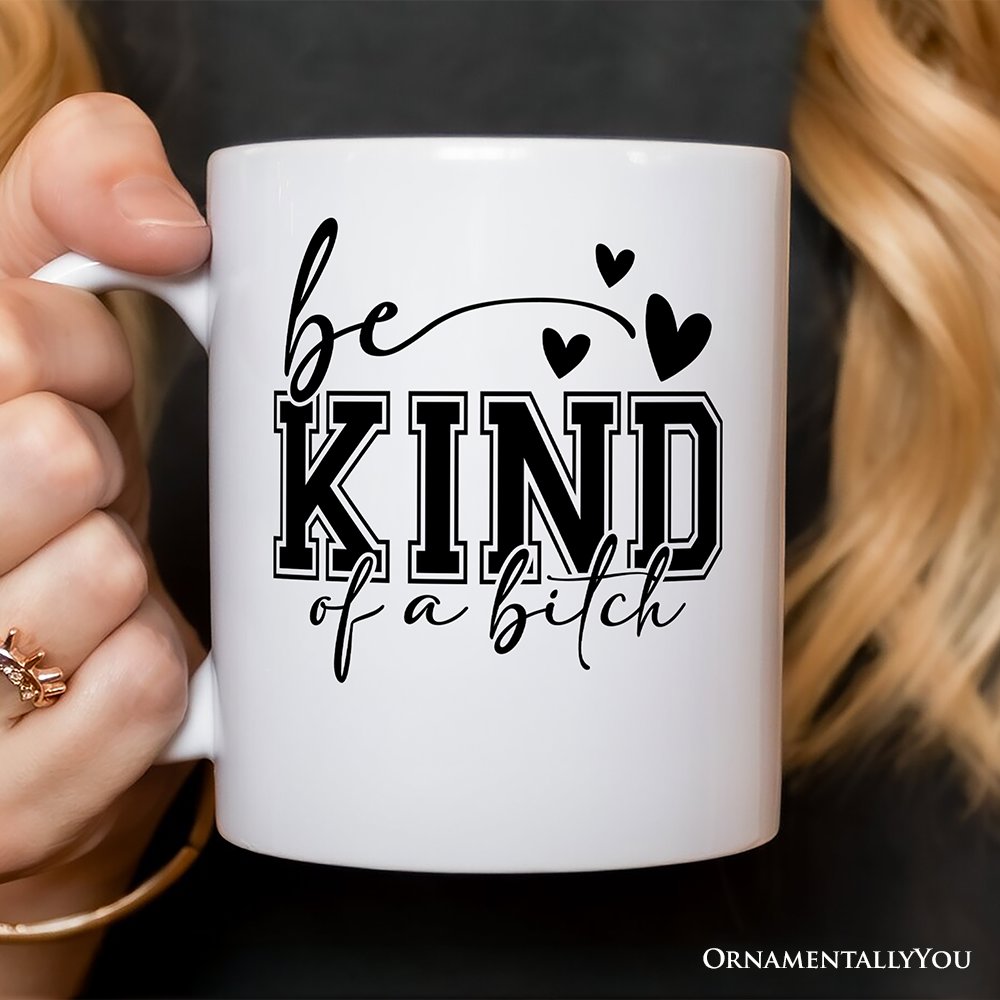 Sarcastic Be Kind Personalized Mug, Retro Bold Women With Bite Gift With Custom Name