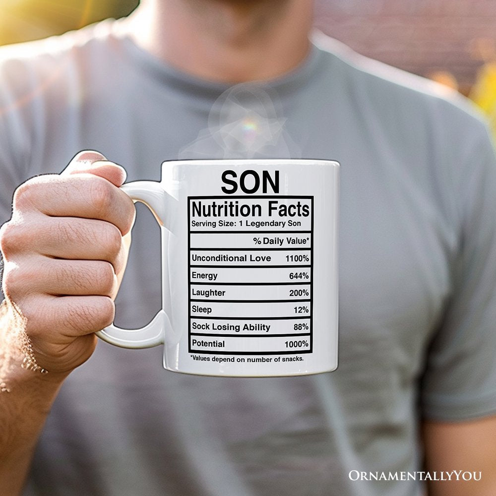 Son Nutrition Facts Personalized Mug, Birthday Gift With Custom Names and Percentages