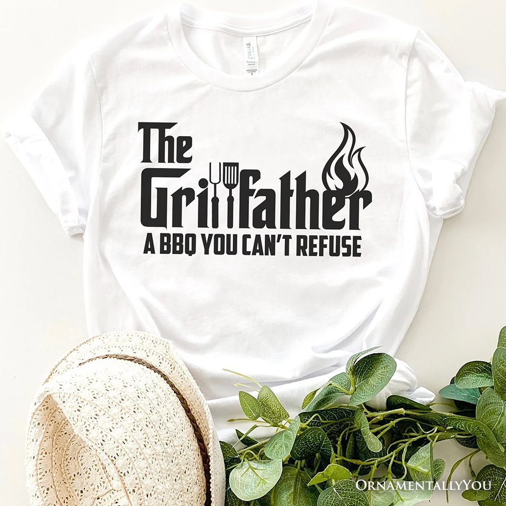 The Grillfather BBQ T-Shirt, White Funny Tee for Grillmaster Dads