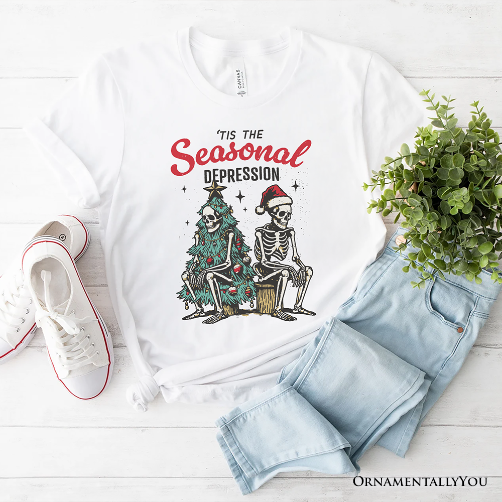 Tis the Seasonal Depression T-Shirt, Dark Humor Christmas Tee for Festive Mood Swingers