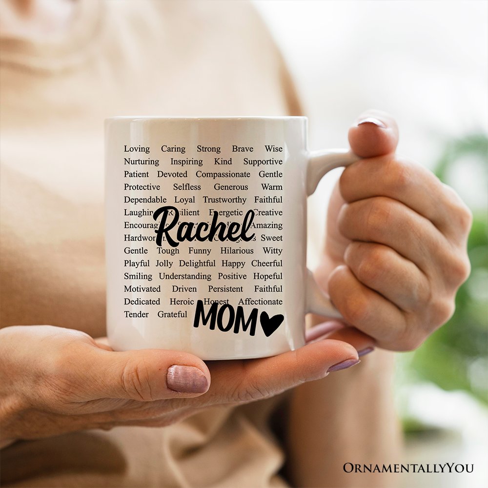 Words That Define Mom Personalized Mug, Appreciation Gift For Mom With Custom Name