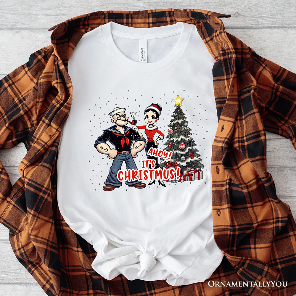 Ahoy! It's Christmus! Popeye and Olive T-Shirt, Vintage Sailor Tee for Christmas Time