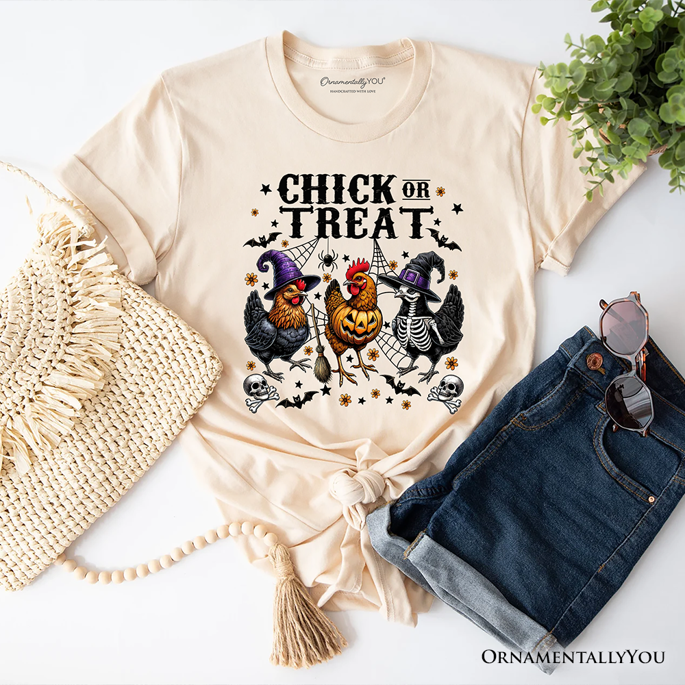 Chick or Treat Chicken T-Shirt, Funny Farmhouse Halloween Tee