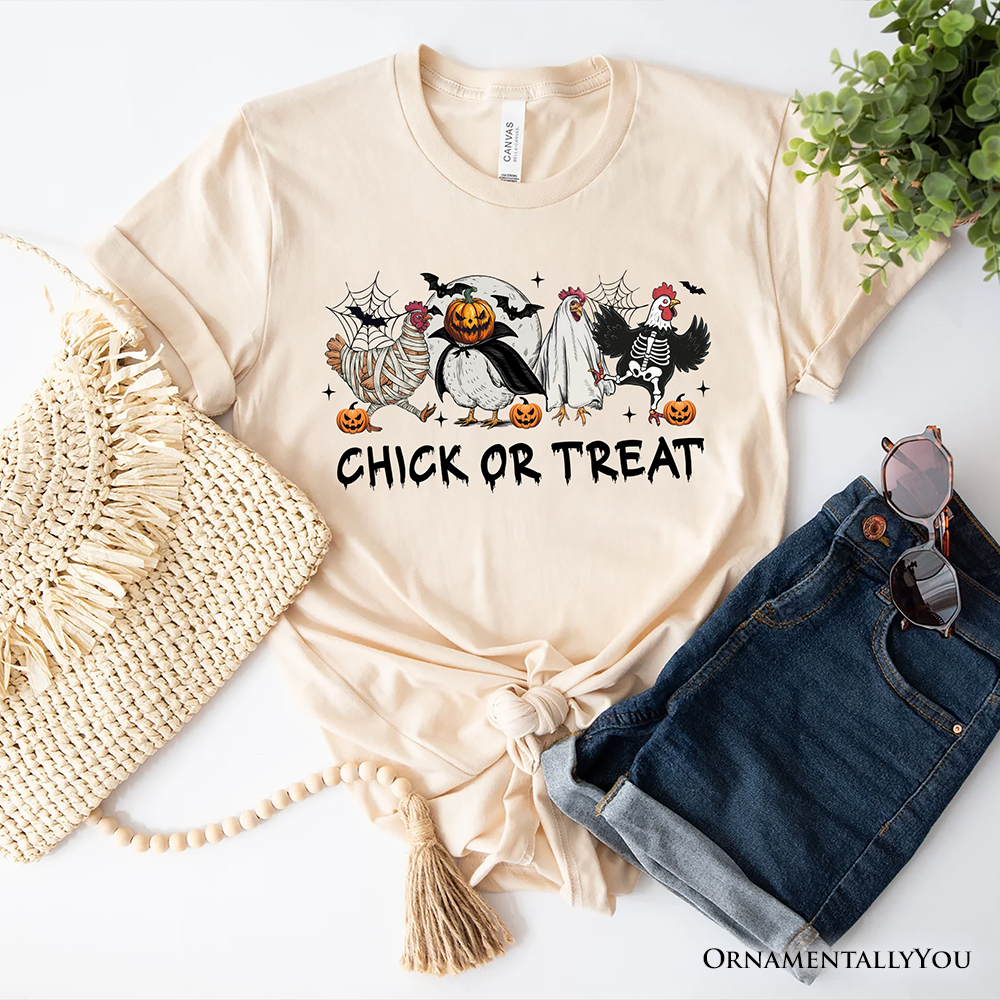Chick or Treat Spooky T-Shirt, Halloween Chicken Tee for Country Life Enjoyers