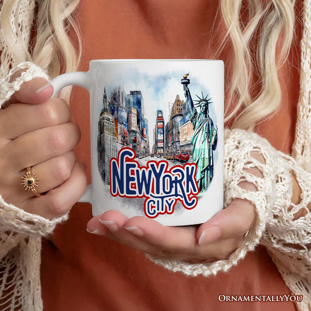 Handmade Artistic New York City Personalized Mug With Custom Name