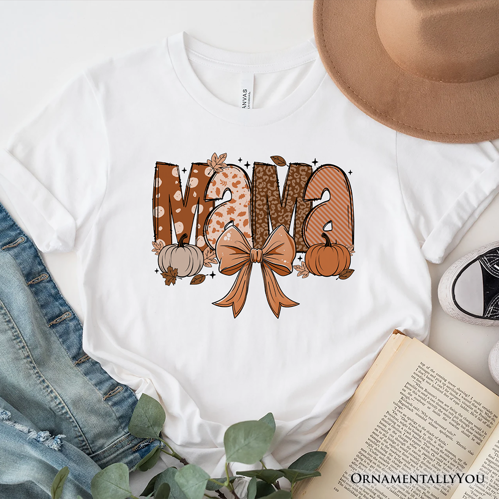 Mama Coquette Autumn T-Shirt, Cozy Fall Pumpkins for Mothers