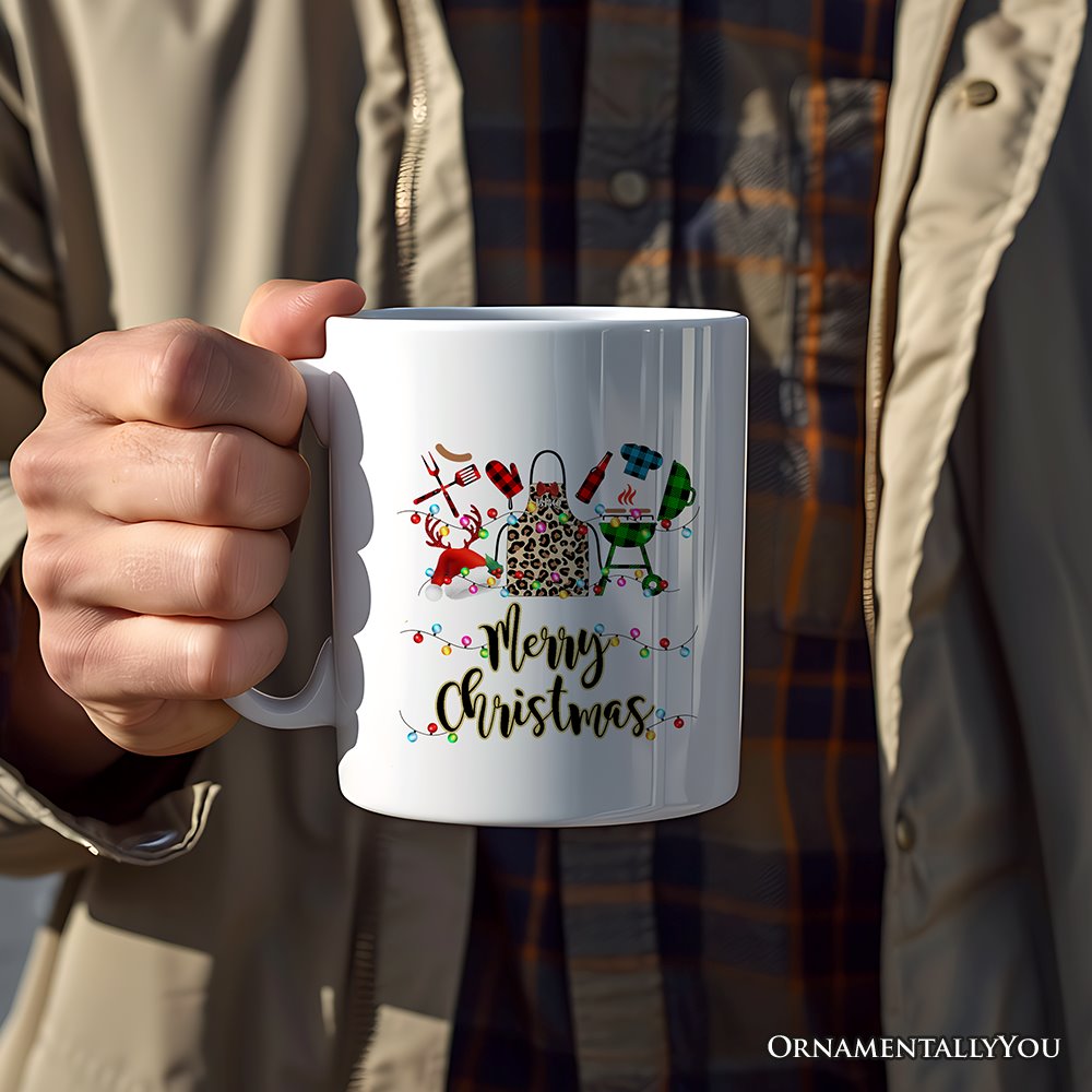 Personalized Mug BBQ Buffalo Plaid Christmas, Barbecue Gift
