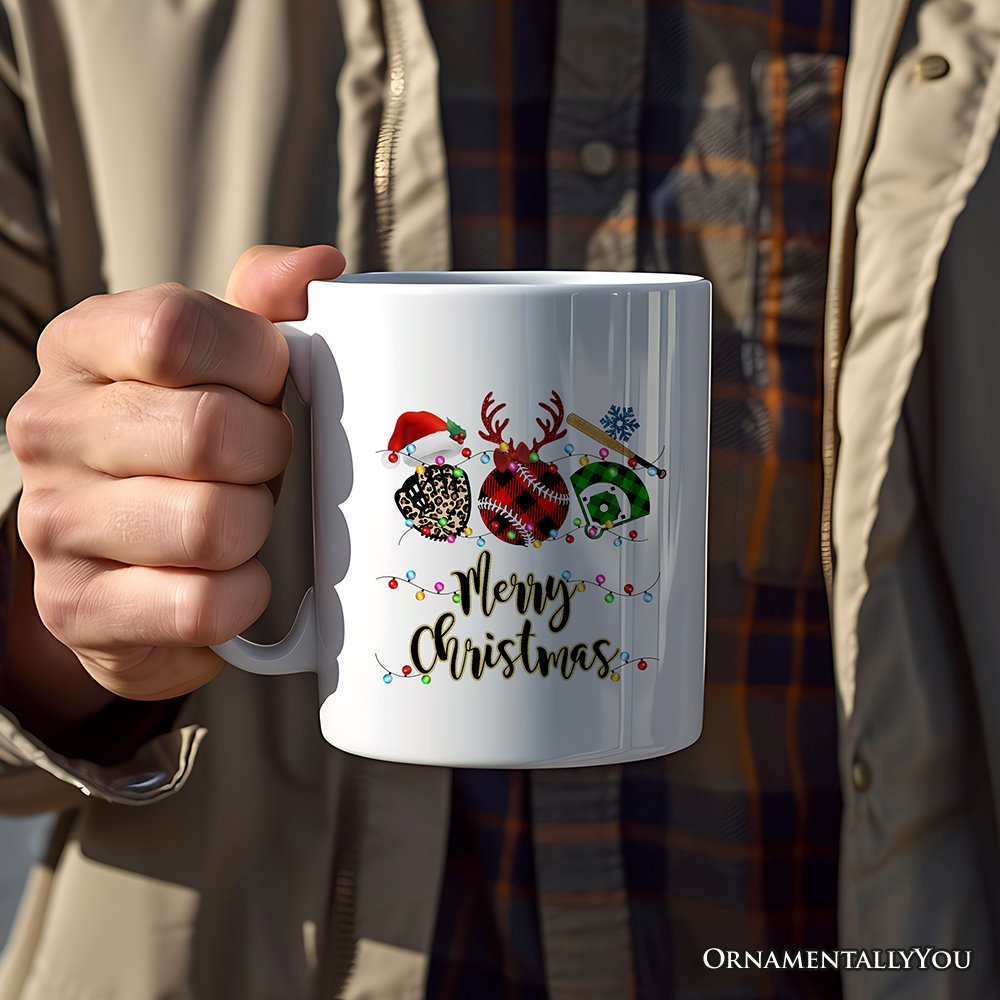 Personalized Mug Baseball Buffalo Plaid Christmas, Team and Coaches Gift