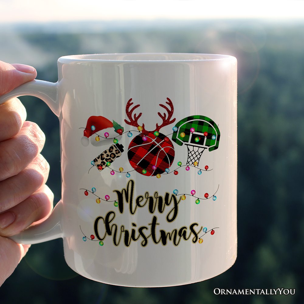 Personalized Mug Basketball Buffalo Plaid Christmas, Team and Coaches Gift