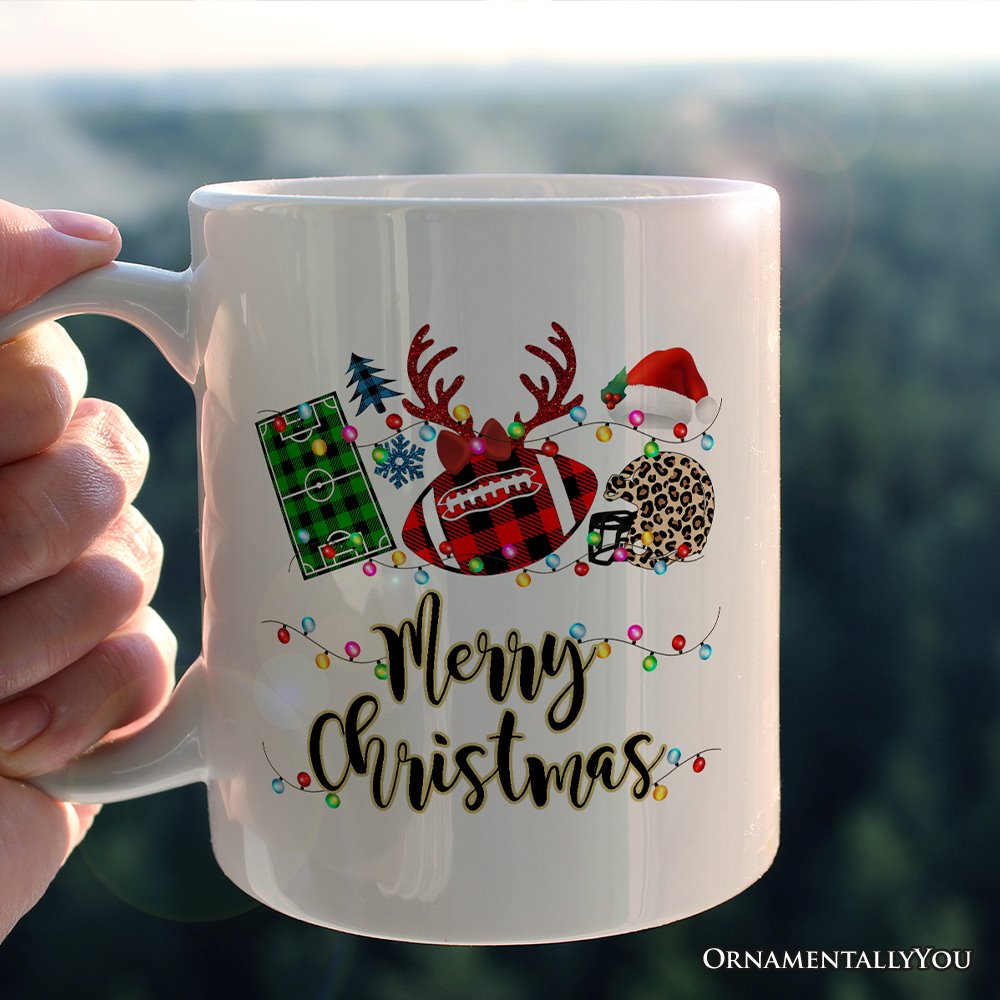 Personalized Mug Football Buffalo Plaid Christmas, Team and Coaches Gift