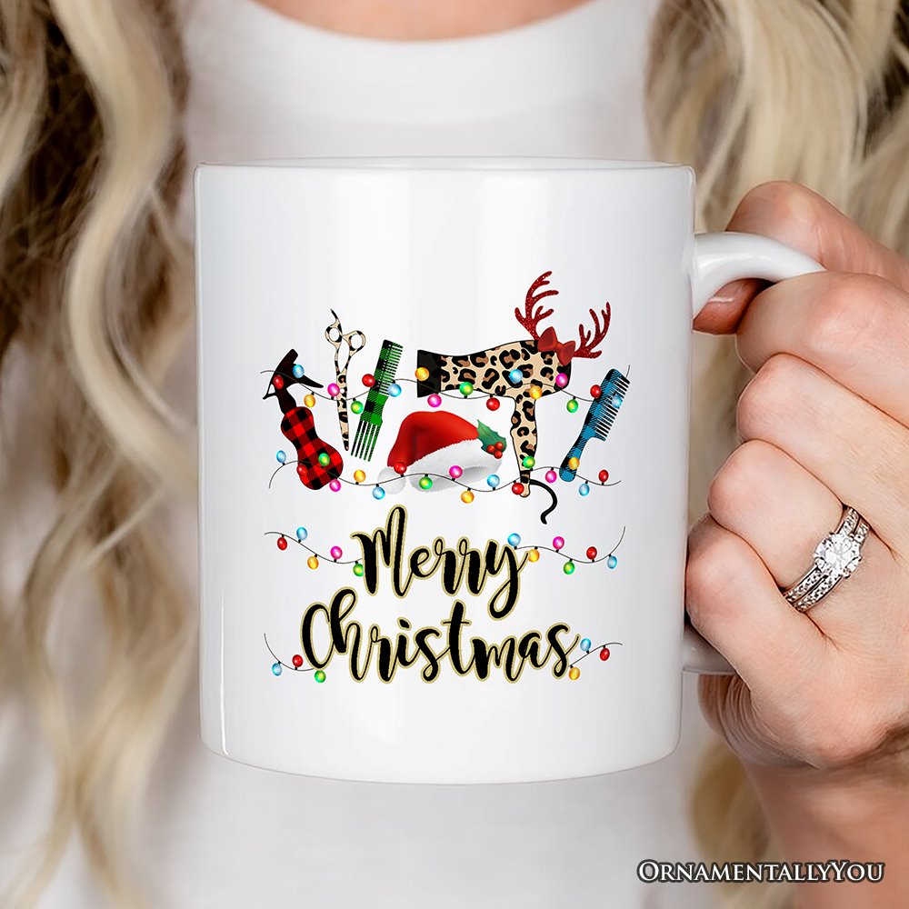 Personalized Mug Hair Stylist Buffalo Plaid Christmas, Hair Hustler Gift