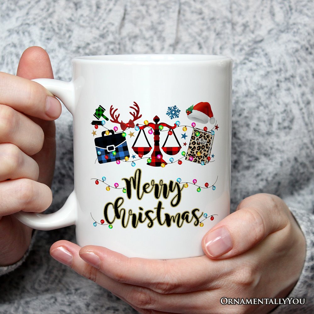 Personalized Mug Law and Legal Theme Buffalo Plaid Christmas, Lawyer and Paralegal Clerk Gift