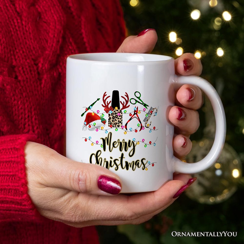 Personalized Mug Nail Tech Buffalo Plaid Christmas, Pedicure Gift