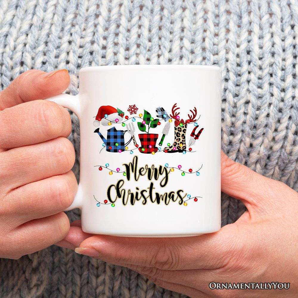 Personalized Mug Plant Lover Gift Buffalo Plaid Christmas, Botanical Gift