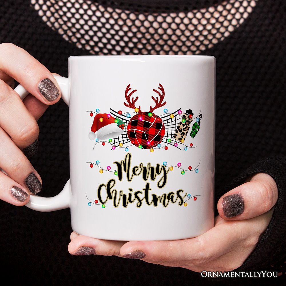 Personalized Mug Volleyball Buffalo Plaid Christmas, Team and Coaches Gift
