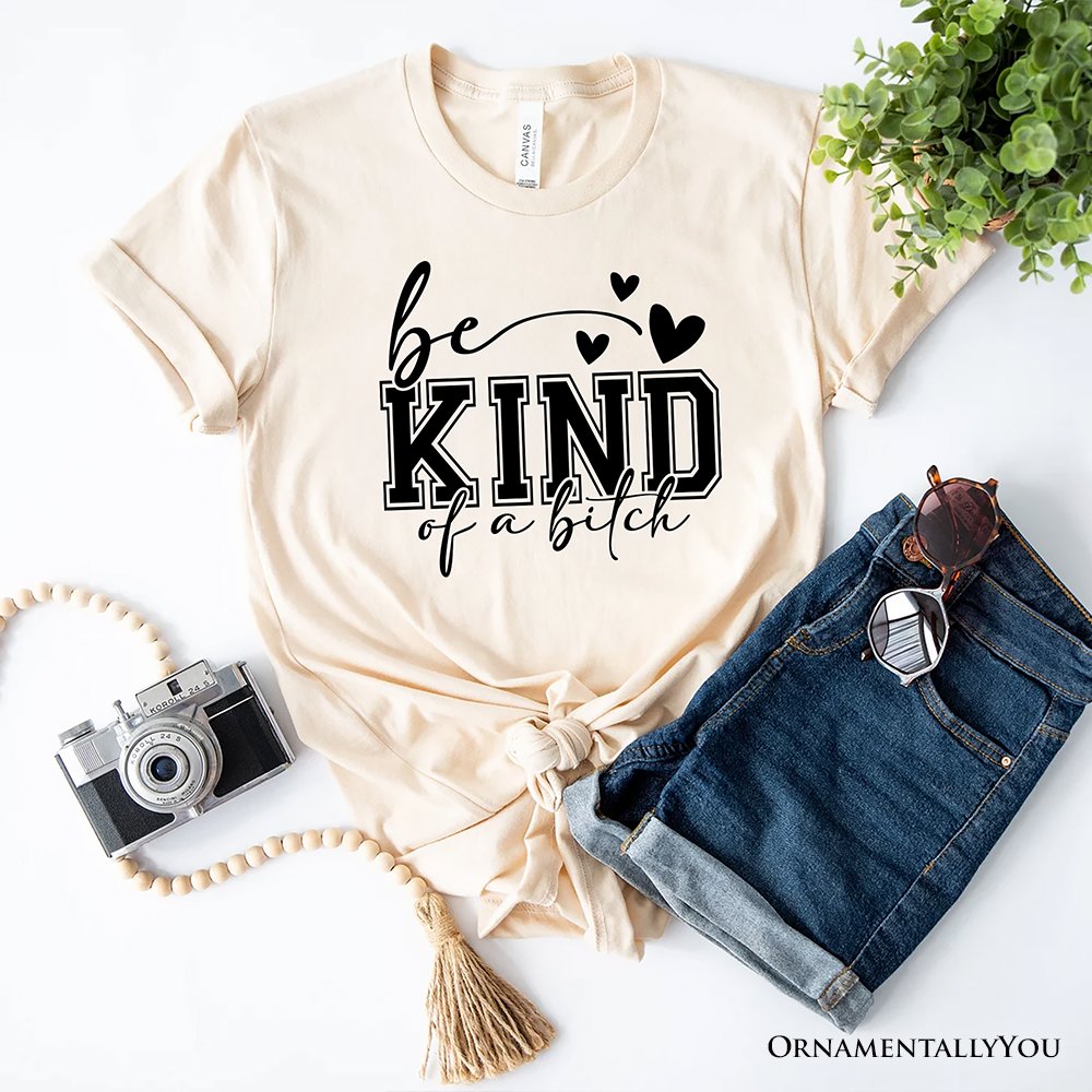 Sarcastic Be Kind T-Shirt, Retro White and Natural Tee for Bold Women with Bite