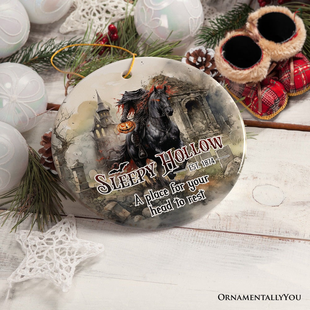 Vintage Sleepy Hollow Dark and Spooky Ornament, Headless Horseman Halloween Souvenir