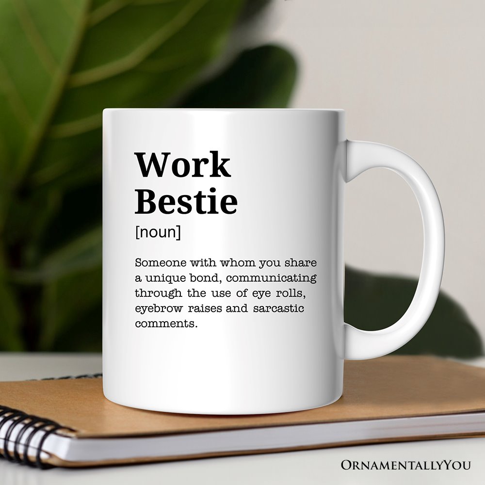 Work Bestie Definition Personalized Mug, Funny Coworker Gift with Custom Name