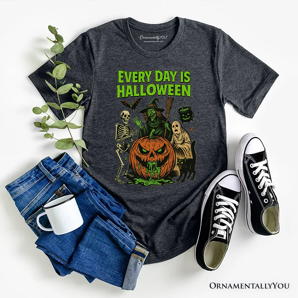 Every Day Is Halloween T-Shirt, Vintage Pumpkin Witch Spooky Tee for Eternal Spook Enthusiasts