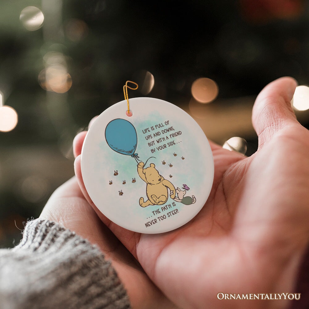 Life's Ups and Downs are Easier With a Friend Ornament, Pooh Bear's Uplifting Quote Christmas Keepsake and Decor