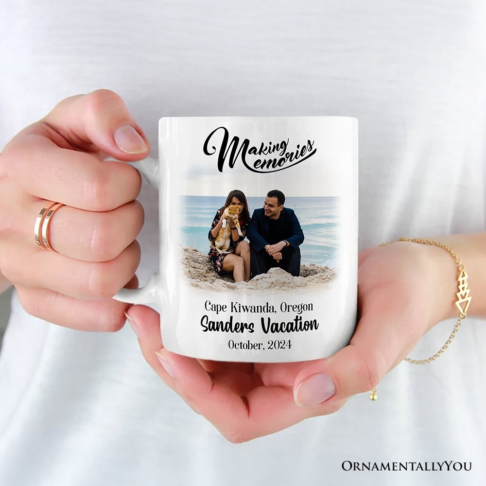 Making Memories Personalized Vacation Themed Mug, Photo Upload Travel Souvenir