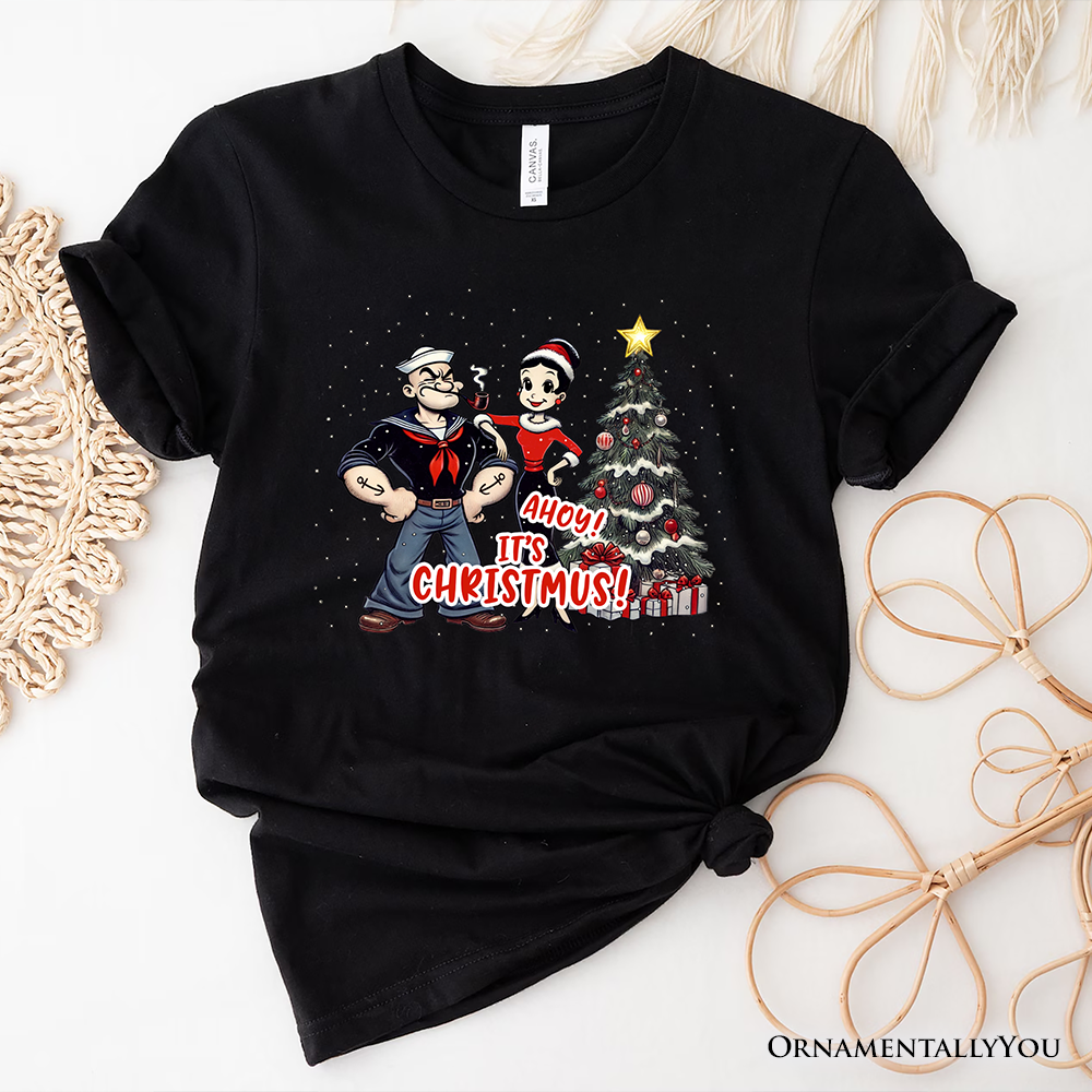 Ahoy! It's Christmus! Popeye and Olive T-Shirt, Vintage Sailor Tee for Christmas Time