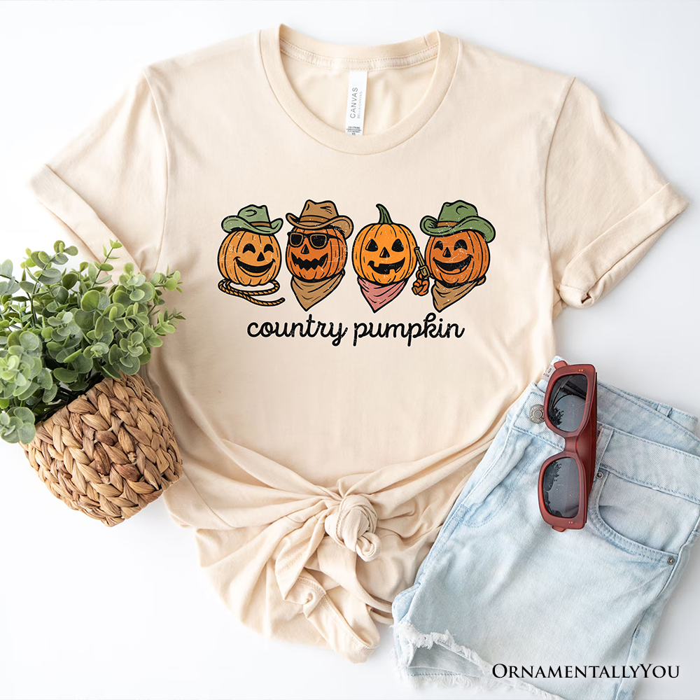 Country Pumpkin Rustic T-Shirt, Cute Fall Tee for Autumn Season