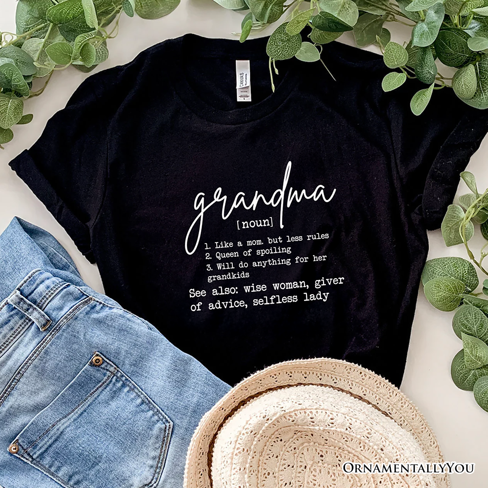 Grandma Definition T-Shirt, White, Natural, Navy and Black Funny Tee for Grandmothers