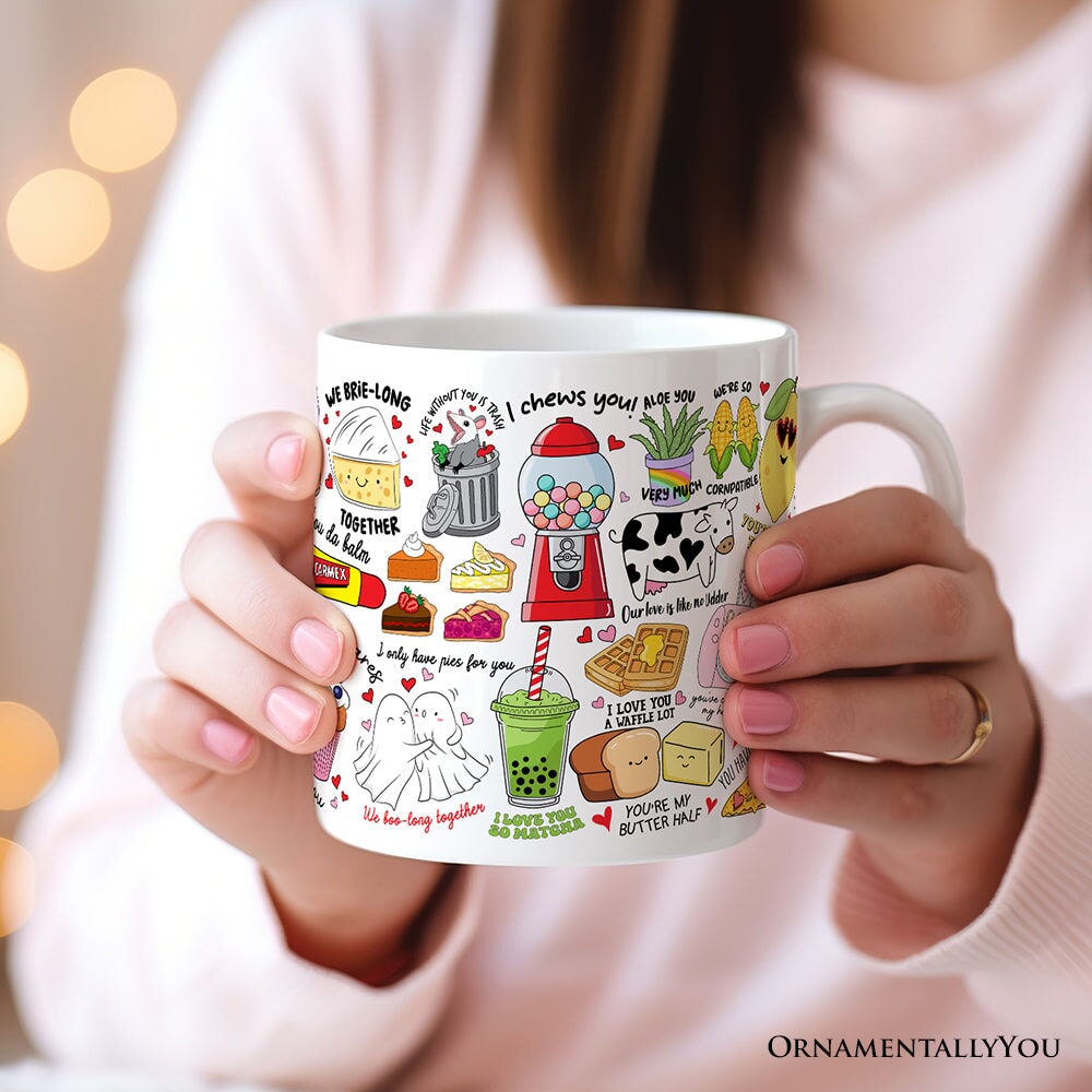 Hand Drawn Corny Love Puns Personalized Valentine Mug with Custom Name