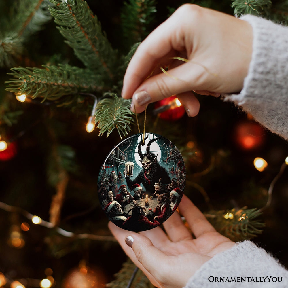 Krampus’s Unholy Revelry Ornament, Dark Folklore Celebration and Spooky Decor