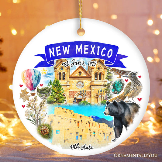 Artistic New Mexico State Themes and Landmarks Christmas Ornament