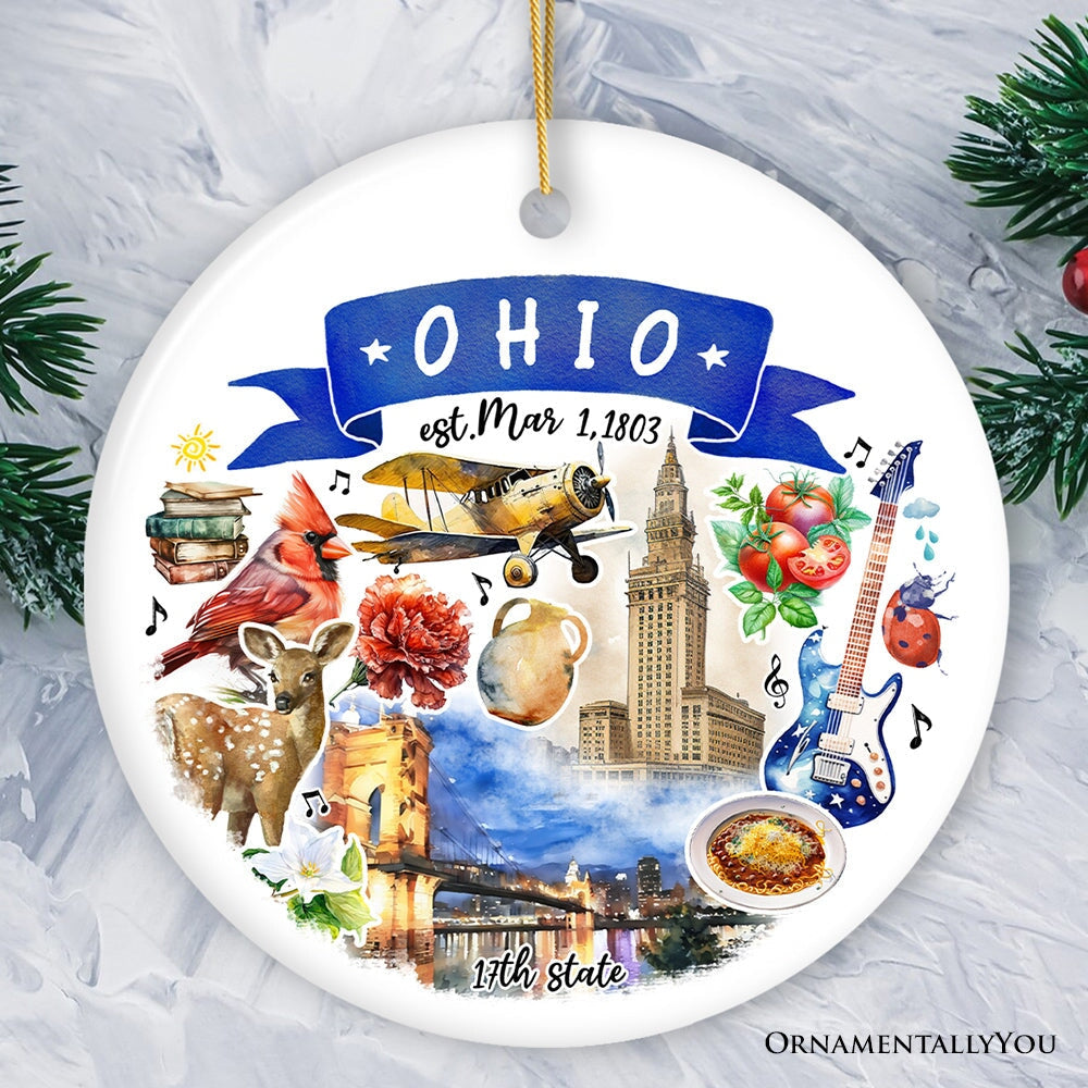 Artistic Ohio State Themes and Landmarks Christmas Ornament