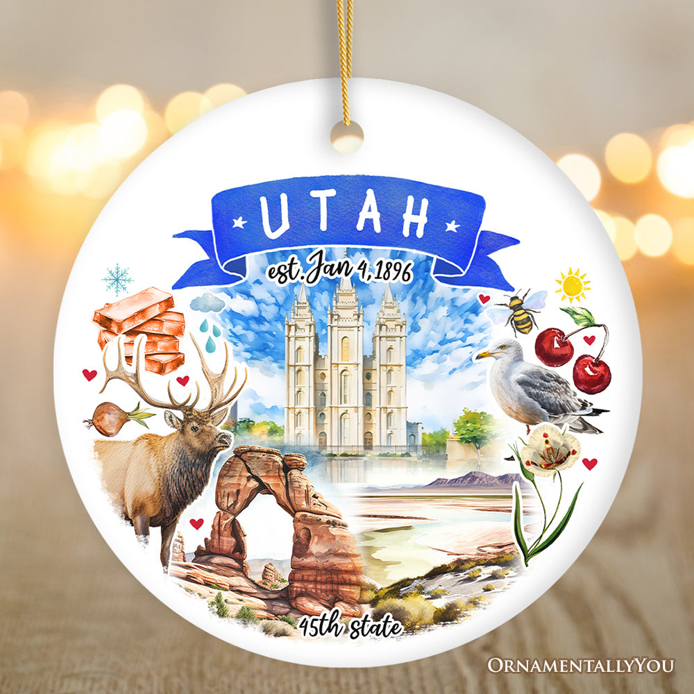 Artistic Utah State Themes and Landmarks Christmas Ornament
