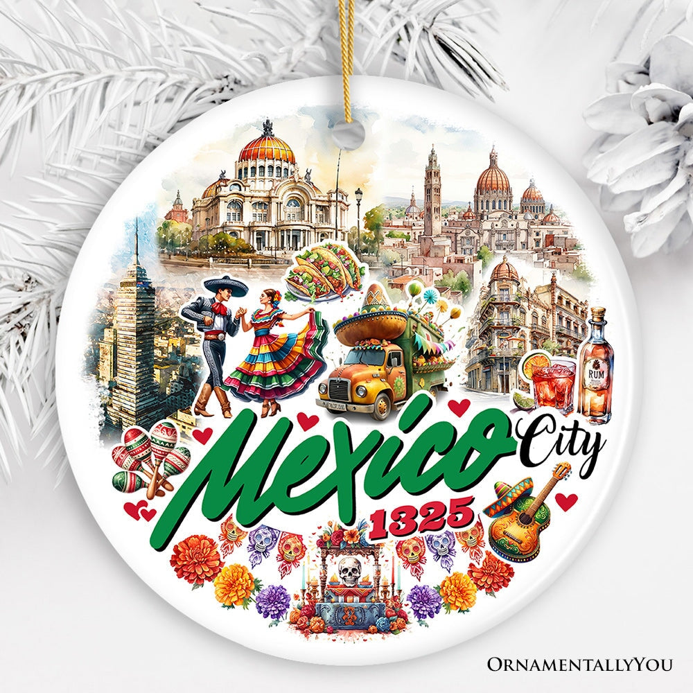 Colorful Traditional Mexico City Christmas Ornament, Cultural Mexican Christmas Gift and Travel Souvenir