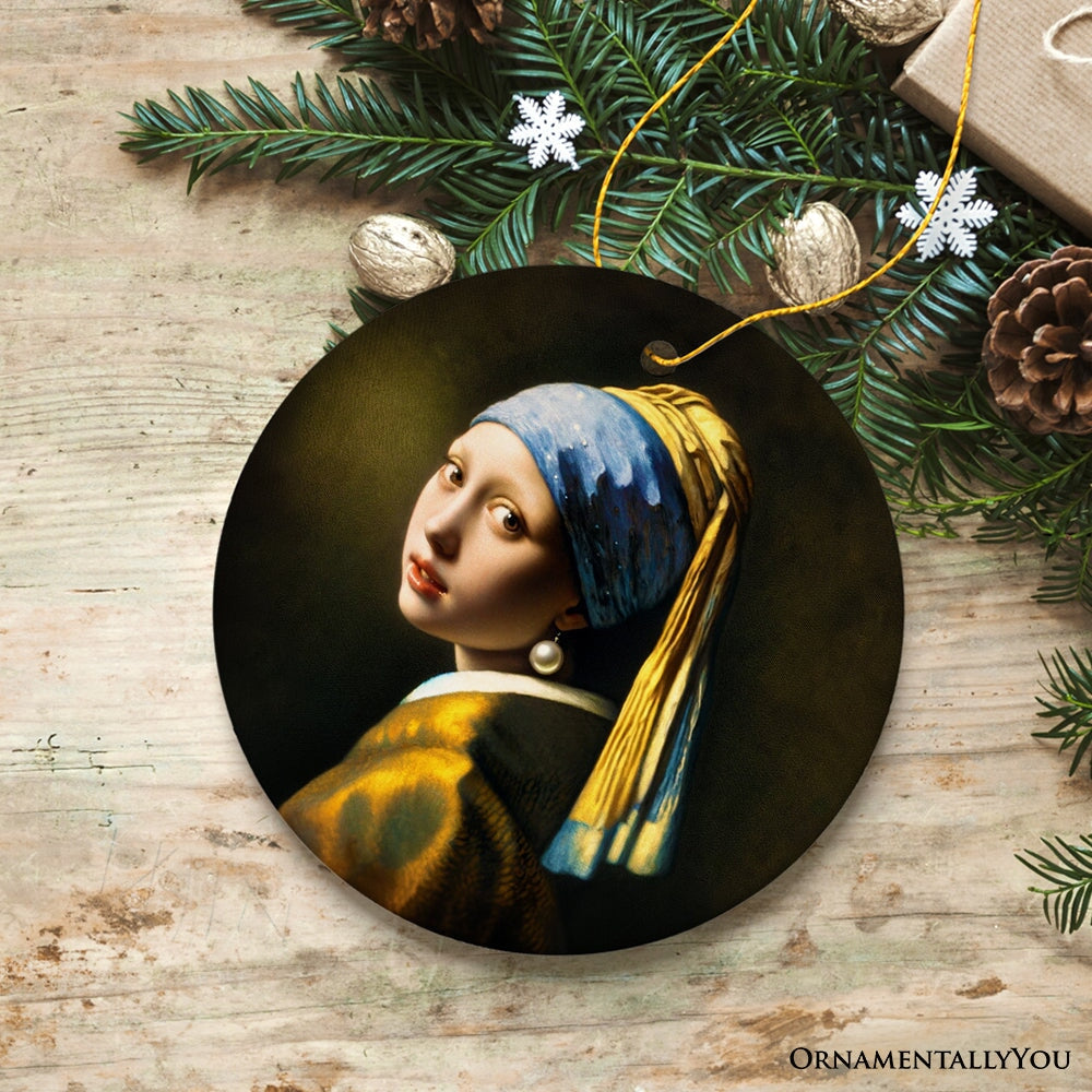Johannes Vermeer Girl with a Pearl Earring Ceramic Ornament, Famous Painting Souvenir
