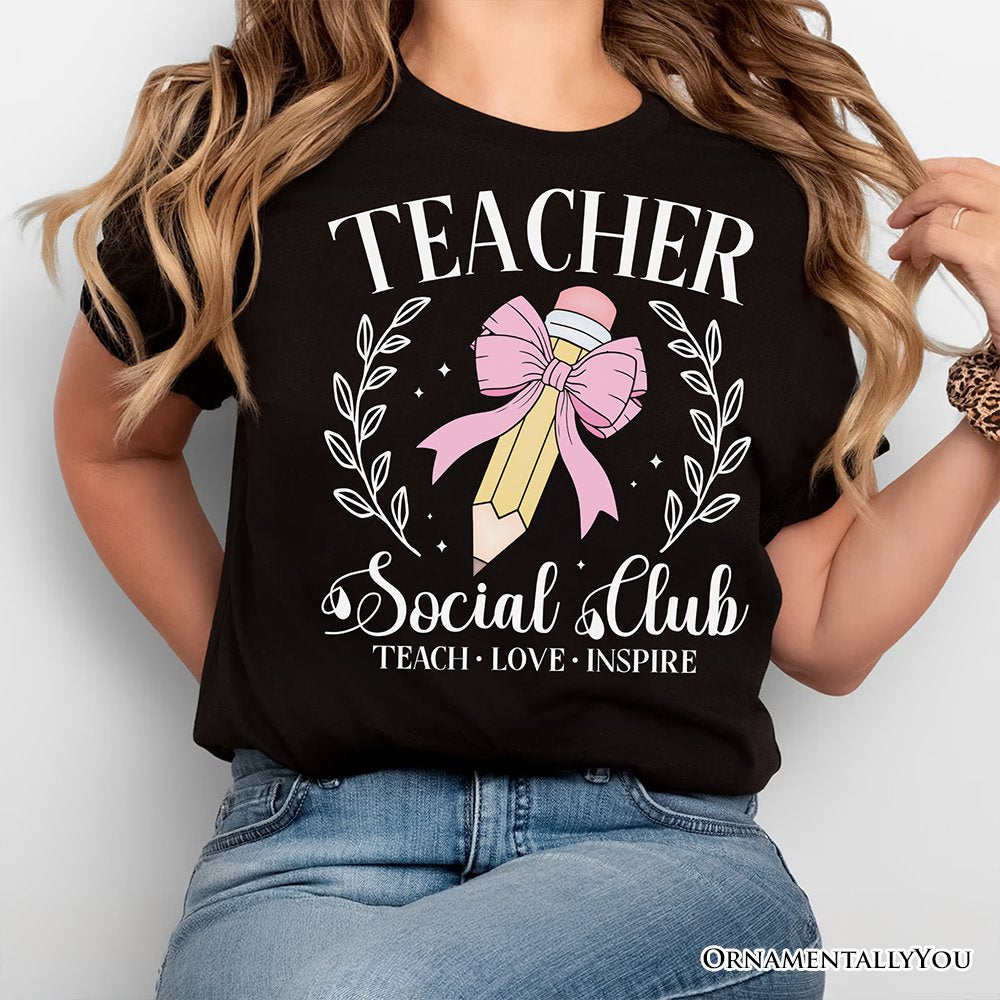 Teacher Social Club T-Shirt, White, Natural, and Black Tee for Stylish Educators