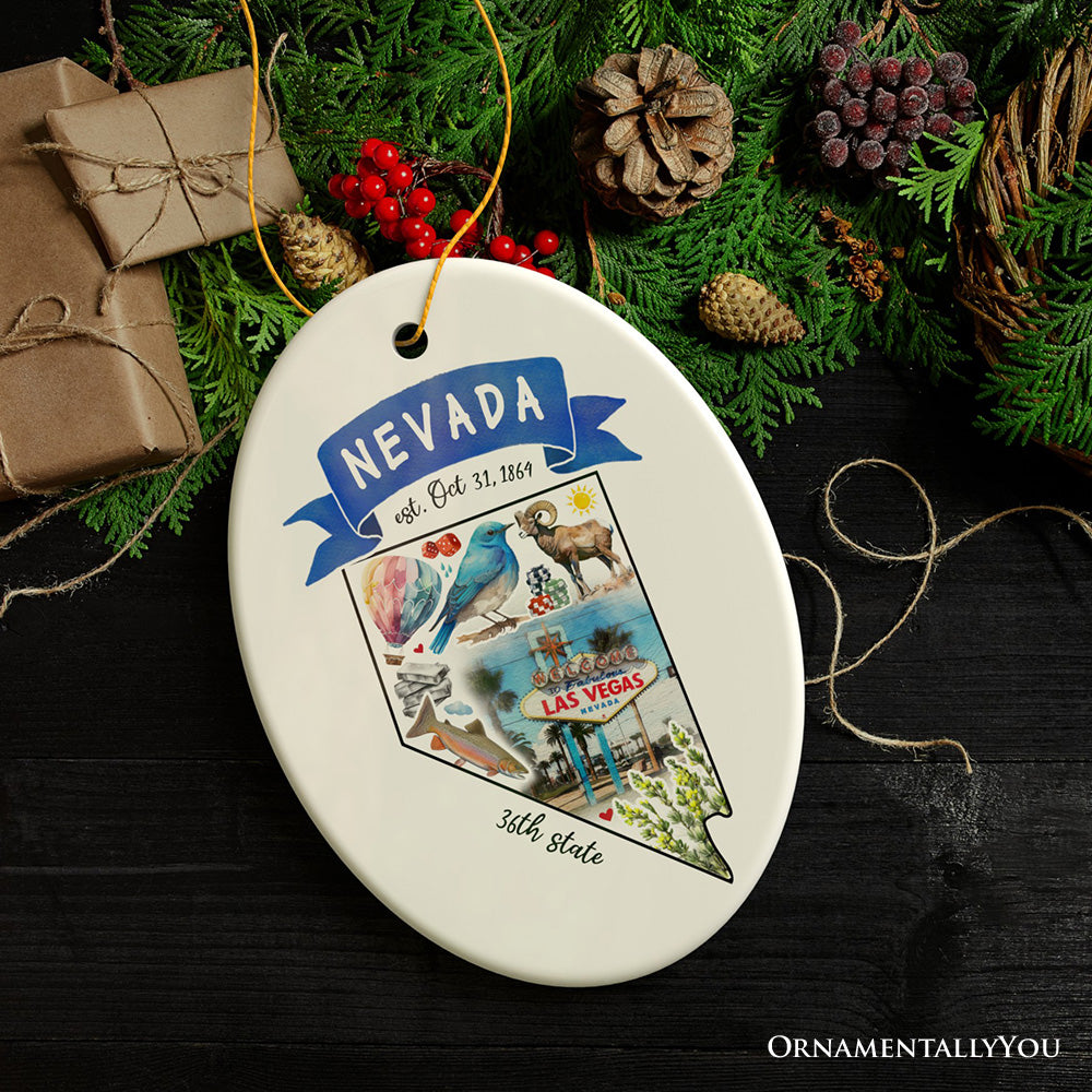 Artistic Nevada State Themes and Landmarks Christmas Ornament