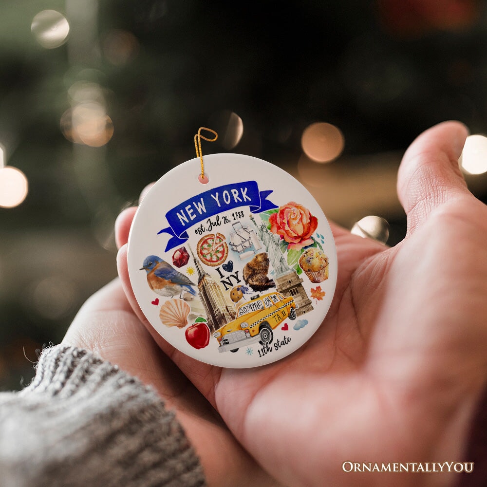 Artistic New York State Themes and Landmarks Christmas Ornament