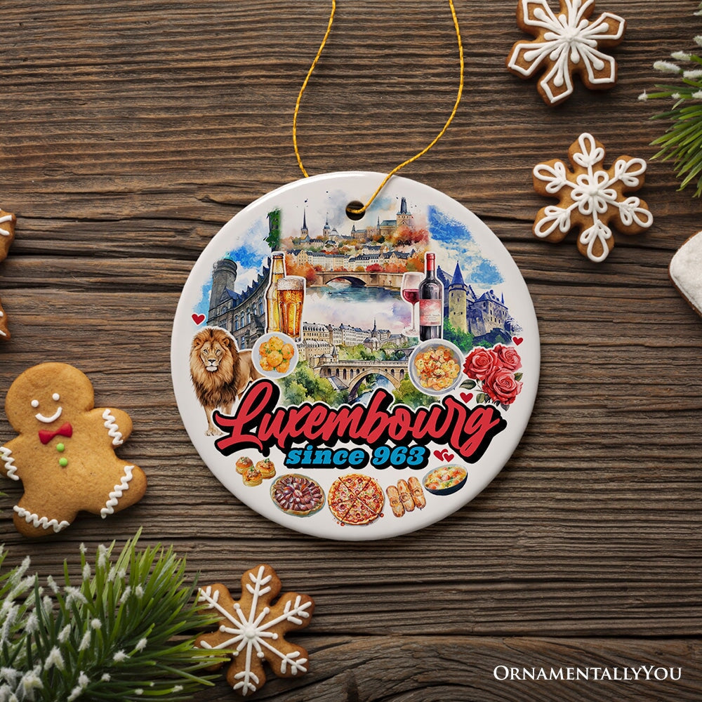 Enchanting Luxembourg Christmas Ornament, European Heritage of Castle and Landmarks Keepsake