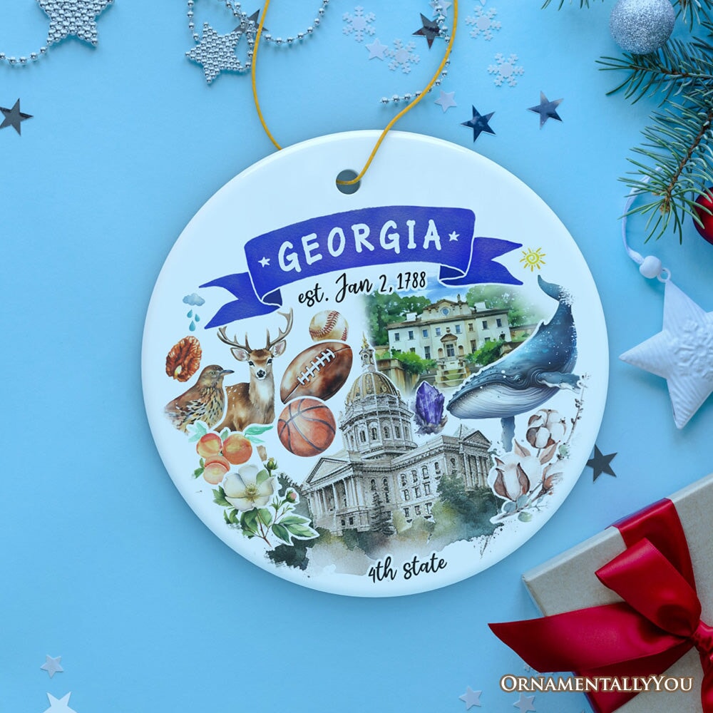 Artistic Georgia State Themes and Landmarks Christmas Ornament