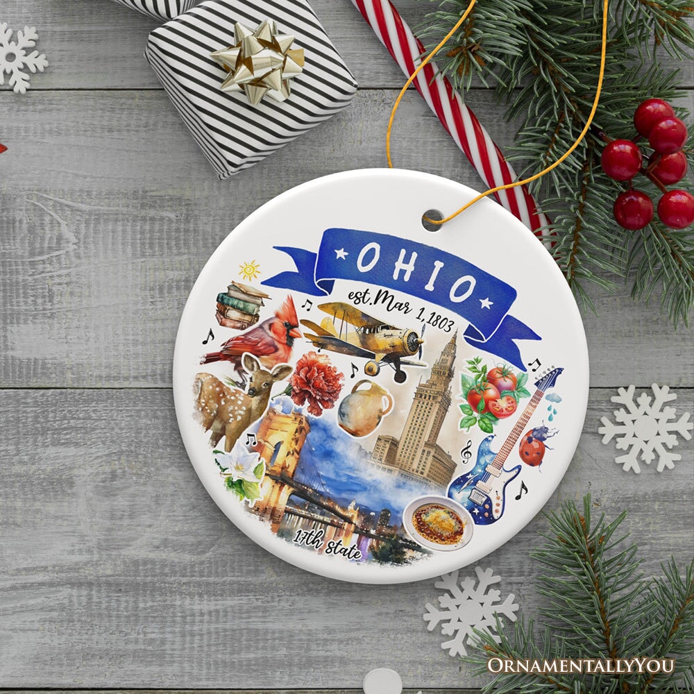 Artistic Ohio State Themes and Landmarks Christmas Ornament