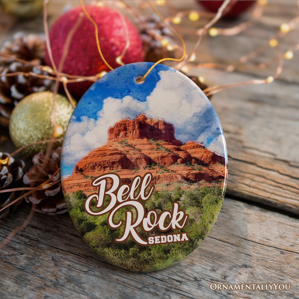 Bell Rock Sedona Ceramic Ornament, Arizona Landmark Souvenir Christmas Decoration for Hikers