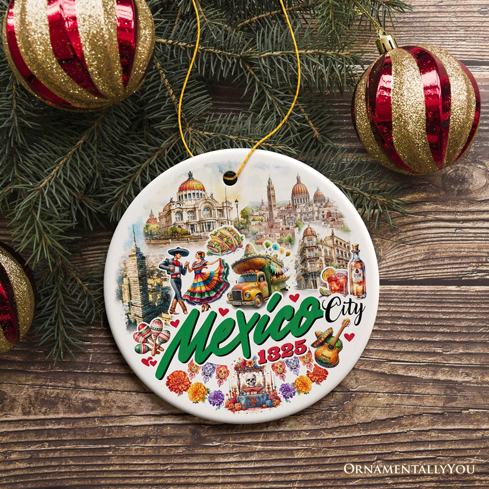 Colorful Traditional Mexico City Christmas Ornament, Cultural Mexican Christmas Gift and Travel Souvenir