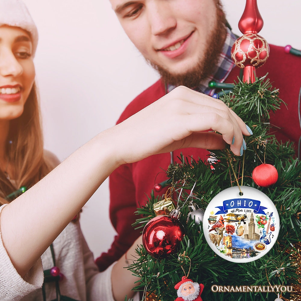 Artistic Ohio State Themes and Landmarks Christmas Ornament