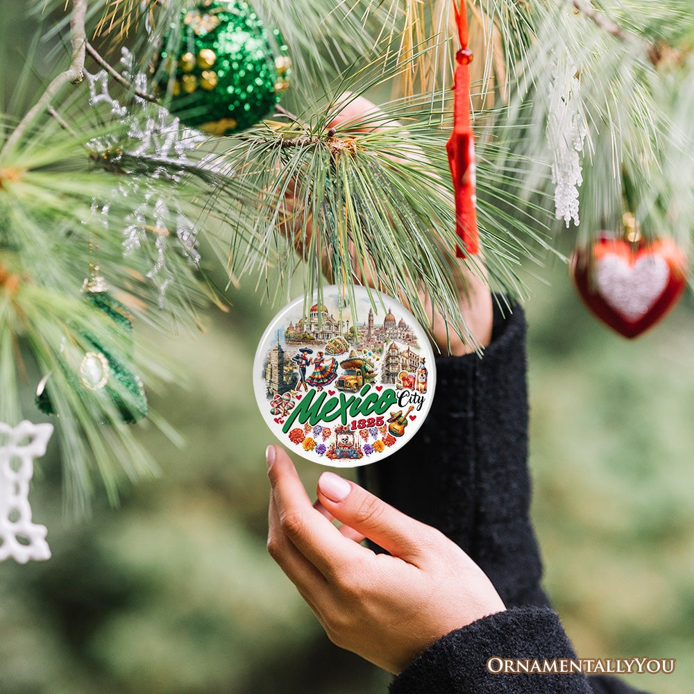Colorful Traditional Mexico City Christmas Ornament, Cultural Mexican Christmas Gift and Travel Souvenir