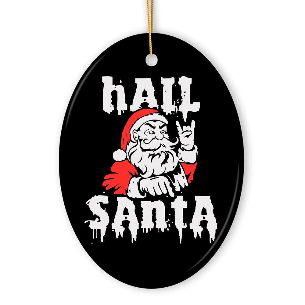 Hail Santa Heavy Metal Christmas Ornament, Emo Goth Rockstar.