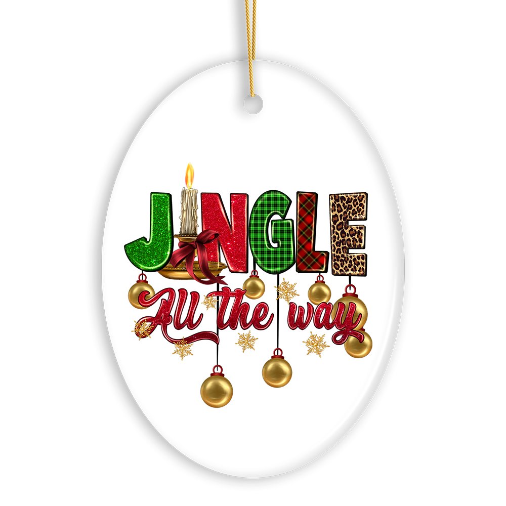 Jingle All the Way Holiday Plaid Cheerful Christmas Ornament