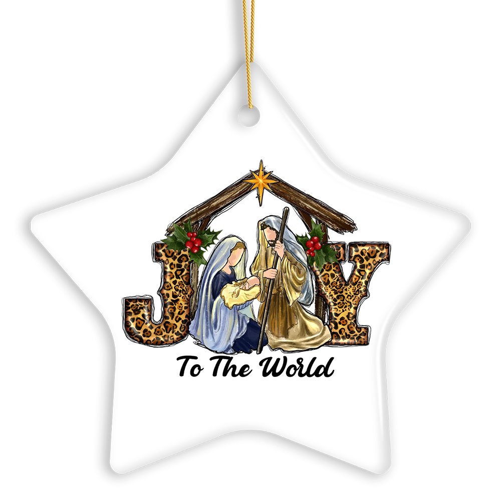 Joy to the World Religious Nativity Christmas Ornament, Birth of Jesus Holiday Decoration